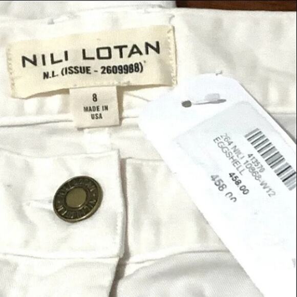Nili Lotan NWT Oakland Wide-Leg Stretch Twill Pant in‎ Eggshell Women's Size 8 - Picture 7 of 10